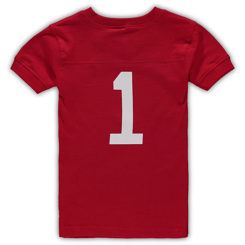 Preschool Wes & Willy Scarlet Ohio State Buckeyes Football V-Neck T-Shirt and Pants Sleep Set