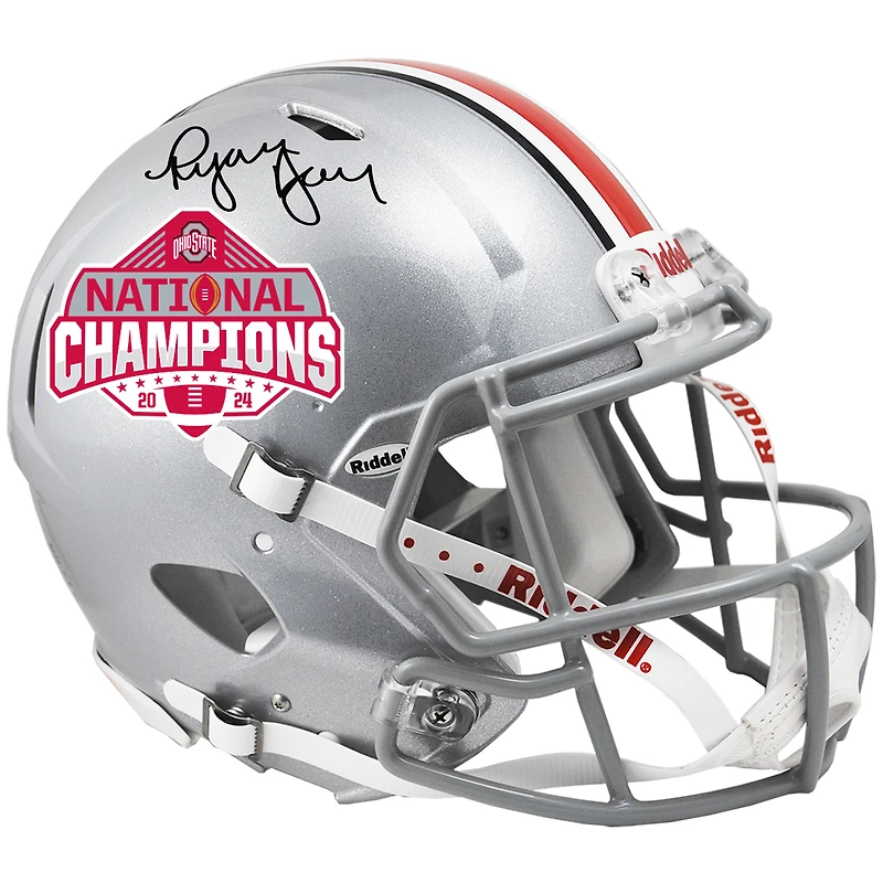 Ryan Day Ohio State Buckeyes Autographed 2024 College Football Playoff National Champions Logo Riddell Speed Authentic Helmet 
