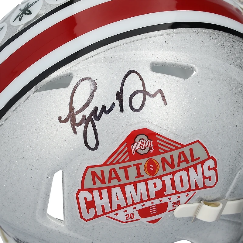 Ryan Day Ohio State Buckeyes Autographed 2024 College Football Playoff National Champions Logo Riddell Speed Mini Helmet