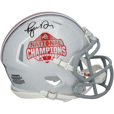 Ryan Day Ohio State Buckeyes Autographed 2024 College Football Playoff National Champions Logo Riddell Speed Mini Helmet 