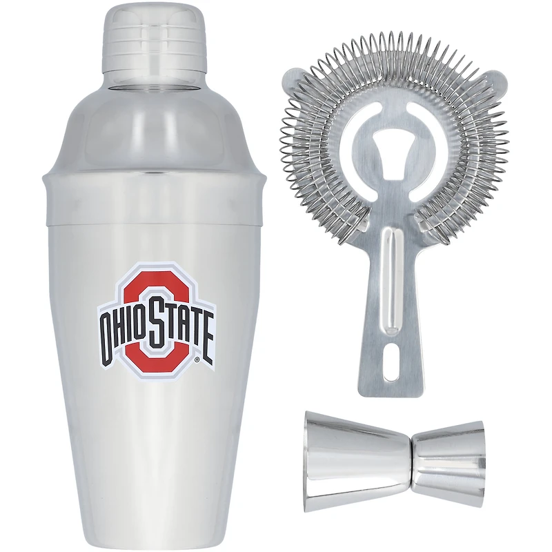The Memory Company Ohio State Buckeyes Ensemble shaker, passoire et doseur en acier inoxydable
