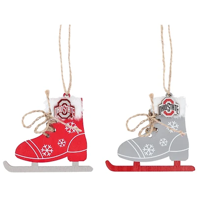 The Memory Company Ohio State Buckeyes Two-Pack Ice Skate Ornament Set