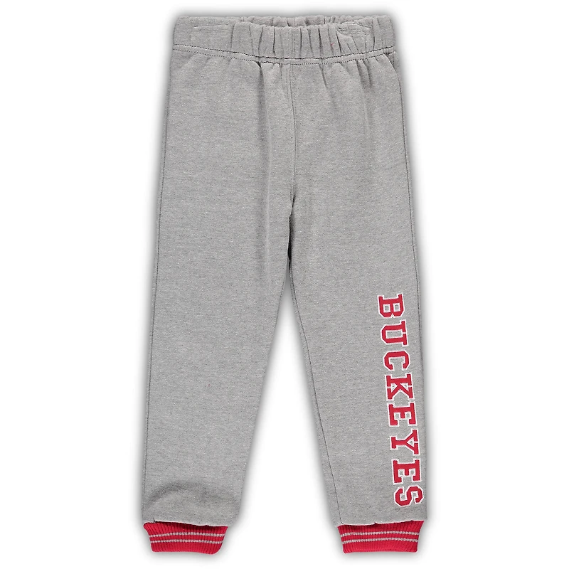 Ensemble sweat à capuche et pantalon de survêtement Colosseum pour tout-petit, motif coquelicots Ohio State Buckeyes, écarlate/gris chiné