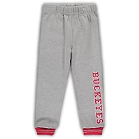 Ensemble sweat à capuche et pantalon de survêtement Colosseum pour tout-petit, motif coquelicots Ohio State Buckeyes, écarlate/gris chiné