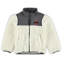 Veste en sherpa Teddy Buckeyes de l'Ohio State pour tout-petits, couleur anthracite