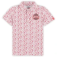 Polo Performance à imprimé Tom Allover pour enfant, blanc/écarlate, Ohio State Buckeyes