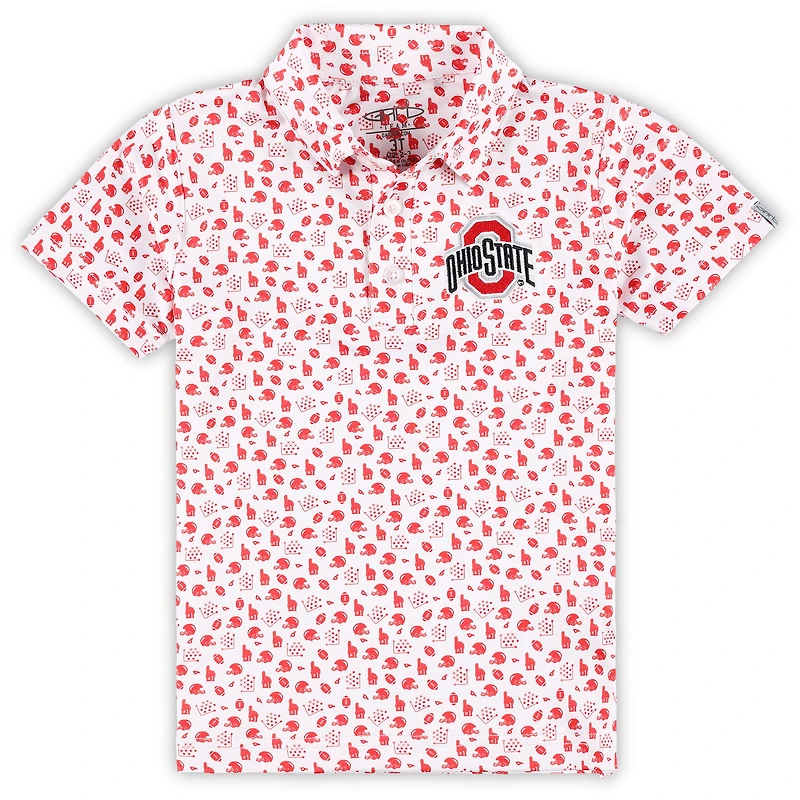 Toddler Garb White Ohio State Buckeyes Earnest Allover Print Polo