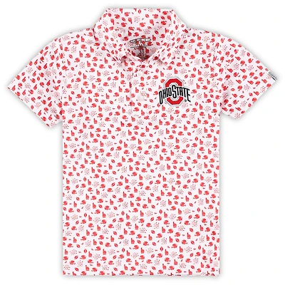 Toddler Garb White Ohio State Buckeyes Earnest Allover Print Polo