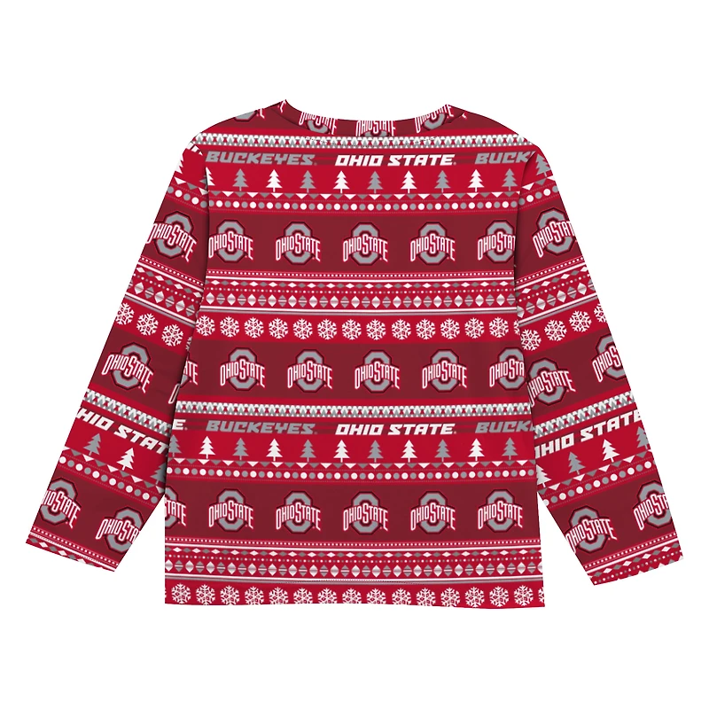 Toddler Outerstuff  Scarlet Ohio State Buckeyes Ugly Sweater Pajama Set