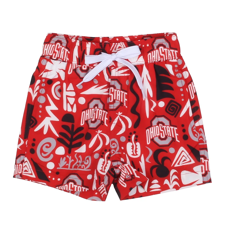 Short de bain imprimé intégral Scarlet Ohio State Buckeyes pour tout-petits Wes & Willy
