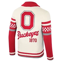 Unisex Colosseum Cream Ohio State Buckeyes Wild Collective Button-Up Jacquard Sweater