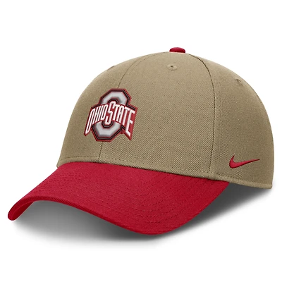 Unisex Nike Beige/Scarlet Ohio State Buckeyes Primetime Rise Dri-FIT Adjustable Hat