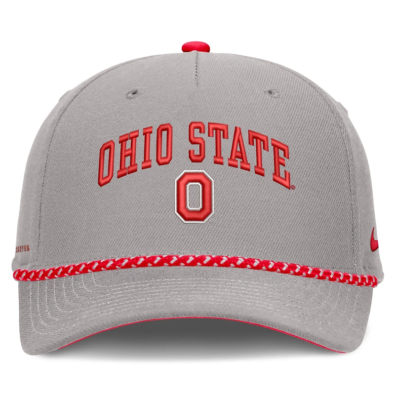 Unisex Nike Gray Ohio State Buckeyes Primetime Rise Rope Adjustable Hat