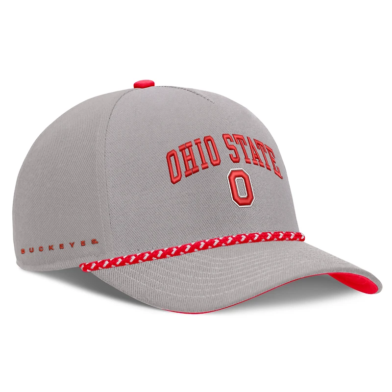 Unisex Nike Gray Ohio State Buckeyes Primetime Rise Rope Adjustable Hat