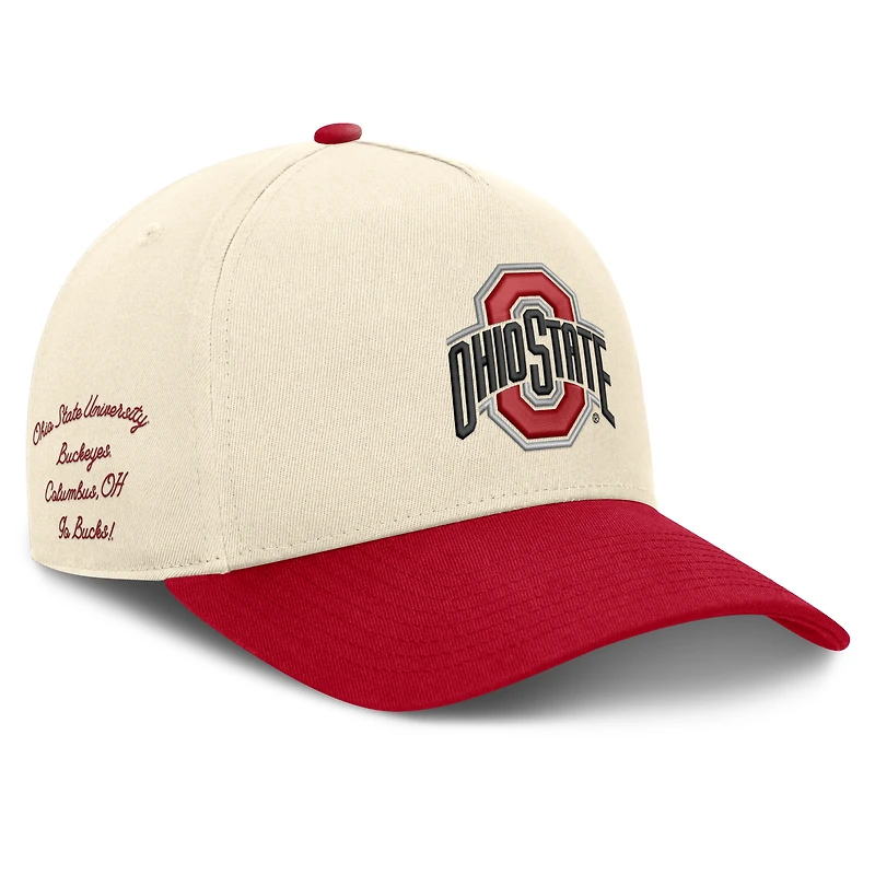 Unisex Nike Natural/Scarlet Ohio State Buckeyes Campus Prep Rise Adjustable Hat