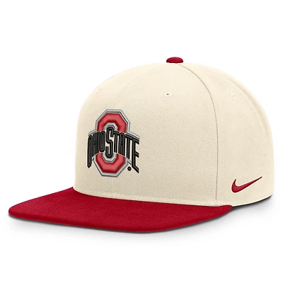 Unisex Nike Natural/Scarlet Ohio State Buckeyes Campus Prep Snapback Hat