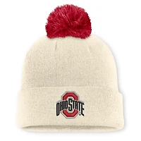 Unisex Nike  Natural Ohio State Buckeyes Campus Prep Script Cuffed Knit Hat with Pom