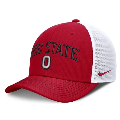 Casquette trucker unisexe Nike rouge écarlate/blanche Ohio State Buckeyes Primetime Arched, ajustable