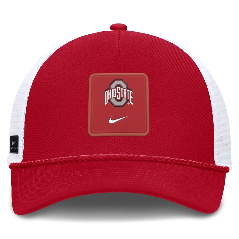 Casquette unisexe Nike Scarlet Ohio State Buckeyes 2026 On-Field Gameday Rope Trucker ajustable