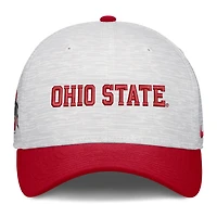 Casquette unisexe Nike blanche/écarlate Ohio State Buckeyes Primetime Rise ajustable