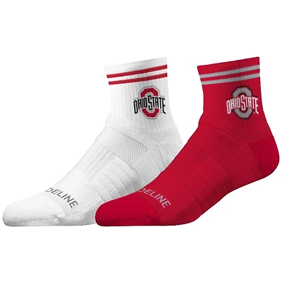 Lot de 2 paires de chaussettes mi-mollet unisexes Strideline Ohio State Buckeyes en tricot de qualité supérieure