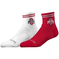 Lot de 2 paires de chaussettes mi-mollet unisexes Strideline Ohio State Buckeyes en tricot de qualité supérieure