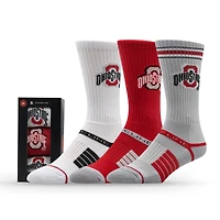 Lot de trois paires de chaussettes unisexes en tricot de qualité supérieure Strideline Ohio State Buckeyes