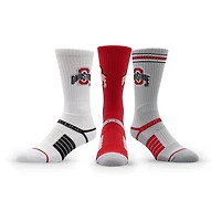 Lot de trois paires de chaussettes unisexes en tricot de qualité supérieure Strideline Ohio State Buckeyes