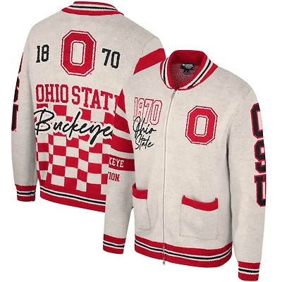 Unisex The Wild Collective Cream Ohio State Buckeyes Button-Up Jacquard Sweater