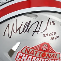 Will Howard & Emeka Egbuka Ohio State Buckeyes Autographed 2024 College Football Playoff National Champions Logo Riddell Speed Authentic Helmet with Multiple Inscriptions
