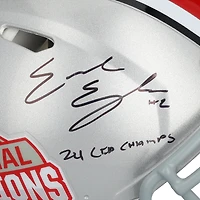 Will Howard & Emeka Egbuka Ohio State Buckeyes Autographed 2024 College Football Playoff National Champions Logo Riddell Speed Authentic Helmet with Multiple Inscriptions