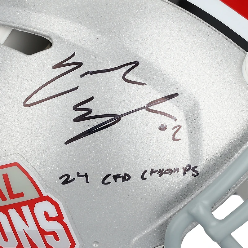 Will Howard & Emeka Egbuka Ohio State Buckeyes Autographed 2024 College Football Playoff National Champions Logo Riddell Speed Authentic Helmet with Multiple Inscriptions - Limited Edition of 10