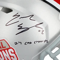 Will Howard & Emeka Egbuka Ohio State Buckeyes Autographed 2024 College Football Playoff National Champions Logo Riddell Speed Authentic Helmet with Multiple Inscriptions - Limited Edition of 10