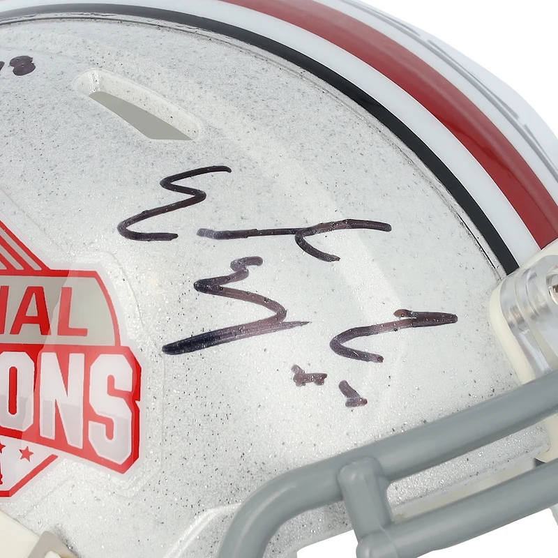 Will Howard & Emeka Egbuka Ohio State Buckeyes Autographed 2024 College Football Playoff National Champions Logo Riddell Speed Mini Helmet 
