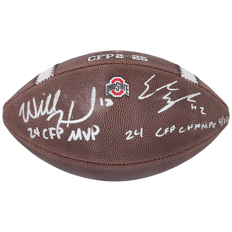 Will Howard & Emeka Egbuka Ohio State Buckeyes Autographed 2024 College Football Playoff National Champions Nike 2025 CFP Football with Multiple Inscriptions
