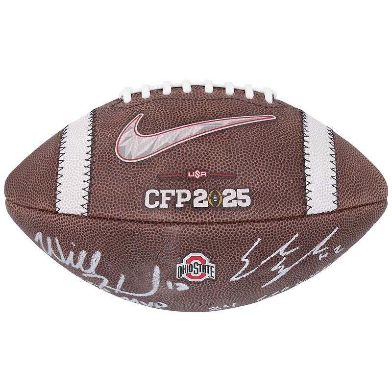 Will Howard & Emeka Egbuka Ohio State Buckeyes Autographed 2024 College Football Playoff National Champions Nike 2025 CFP Football with Multiple Inscriptions