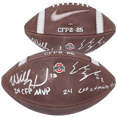 Will Howard & Emeka Egbuka Ohio State Buckeyes Autographed 2024 College Football Playoff National Champions Nike 2025 CFP Football with Multiple Inscriptions