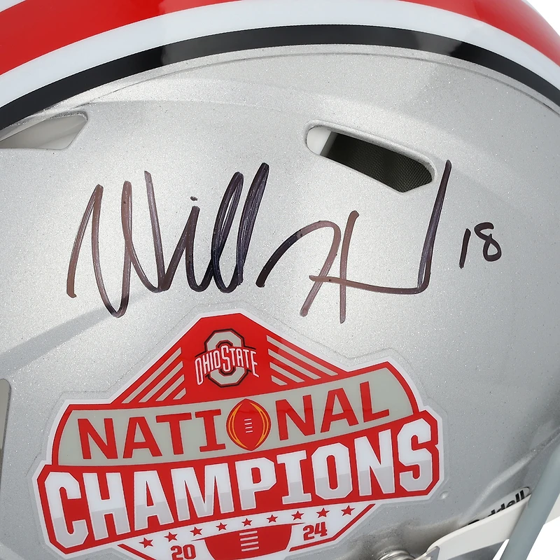 Will Howard Ohio State Buckeyes Autographed 2024 College Football Playoff National Champions Logo Riddell Speed Authentic Helmet 