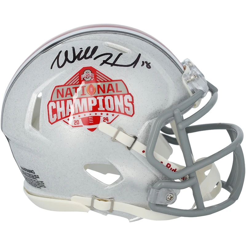 Will Howard Ohio State Buckeyes Autographed 2024 College Football Playoff National Champions Logo Riddell Speed Mini Helmet 