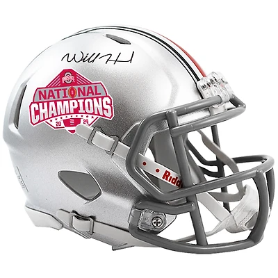Will Howard Ohio State Buckeyes Autographed 2024 College Football Playoff National Champions Logo Riddell Speed Mini Helmet 
