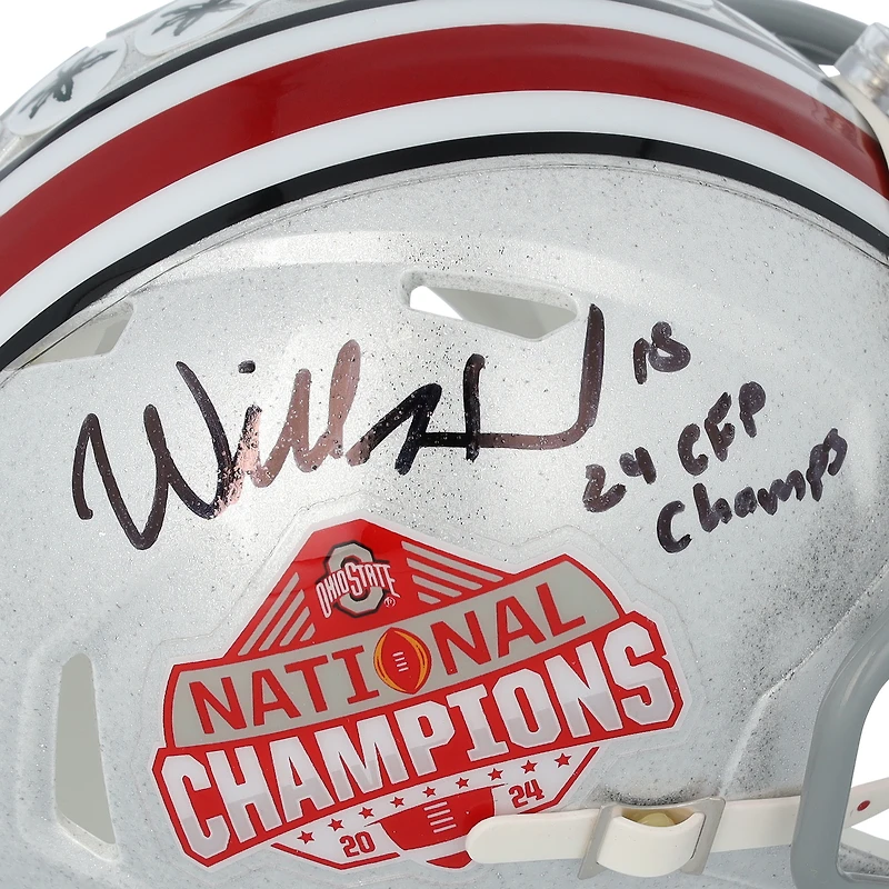 Will Howard Ohio State Buckeyes Autographed 2024 College Football Playoff National Champions Logo Riddell Speed Mini Helmet with "24 CFP Champs" Inscription 