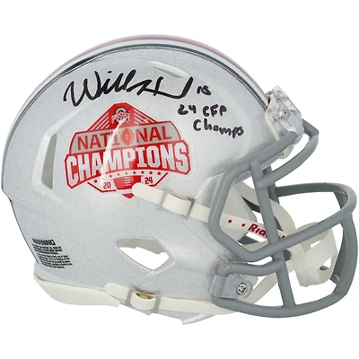 Will Howard Ohio State Buckeyes Autographed 2024 College Football Playoff National Champions Logo Riddell Speed Mini Helmet with "24 CFP Champs" Inscription 
