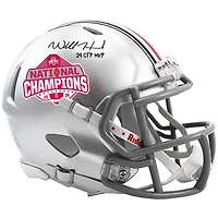 Will Howard Ohio State Buckeyes Autographed 2024 College Football Playoff National Champions Logo Riddell Speed Mini Helmet with "24 CFP MVP" Inscription 