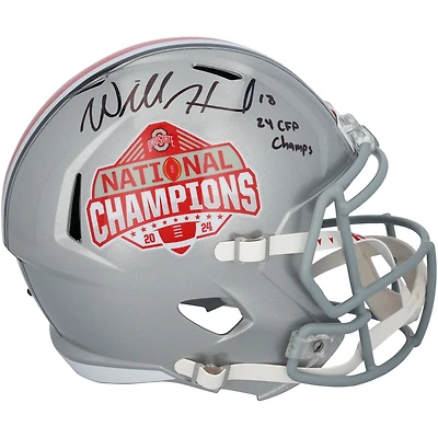 Will Howard Ohio State Buckeyes Autographed 2024 College Football Playoff National Champions Logo Riddell Speed Replica Helmet with "24 CFP Champs" Inscription