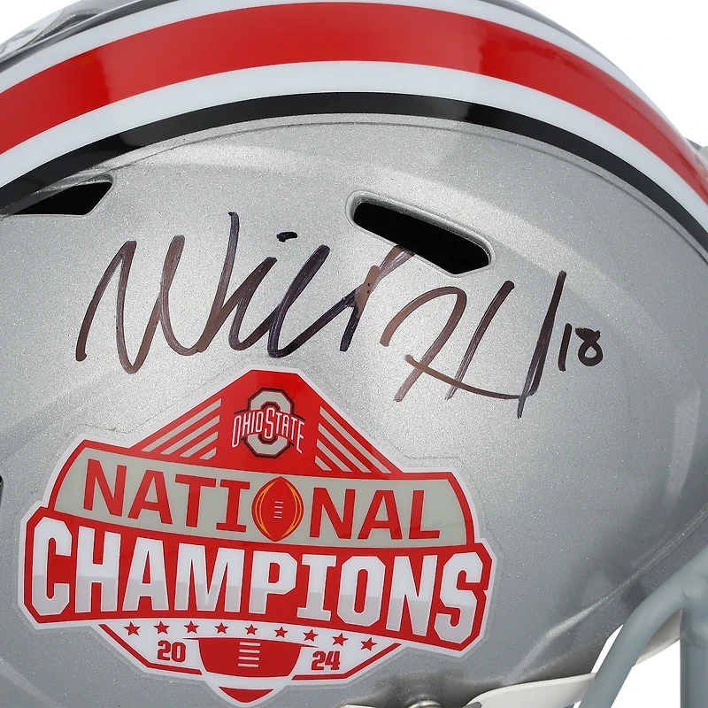 Will Howard Ohio State Buckeyes Autographed 2024 College Football Playoff National Champions Logo Riddell Speed Replica Helmet