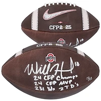 Will Howard Ohio State Buckeyes Autographed 2024 College Football Playoff National Champions Nike 2025 CFP Football with Multiple Inscriptions - Limited Edition #25/25