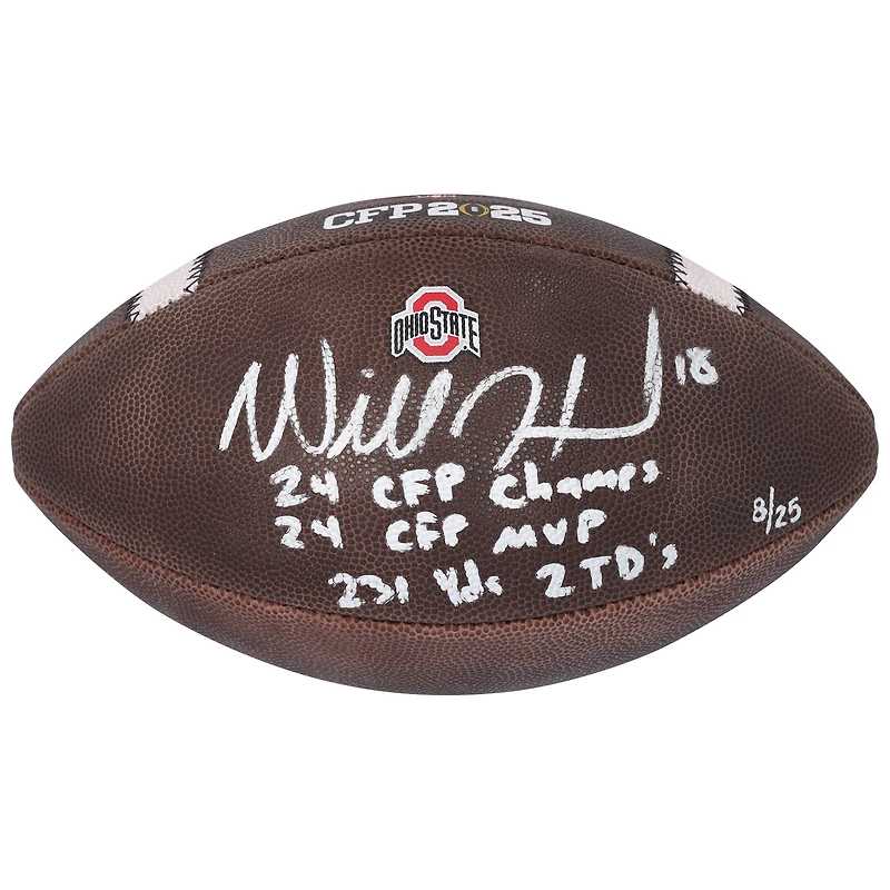 Will Howard Ohio State Buckeyes Autographed 2024 College Football Playoff National Champions Nike 2025 CFP Football with Multiple Inscriptions