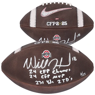 Will Howard Ohio State Buckeyes Autographed 2024 College Football Playoff National Champions Nike 2025 CFP Football with Multiple Inscriptions
