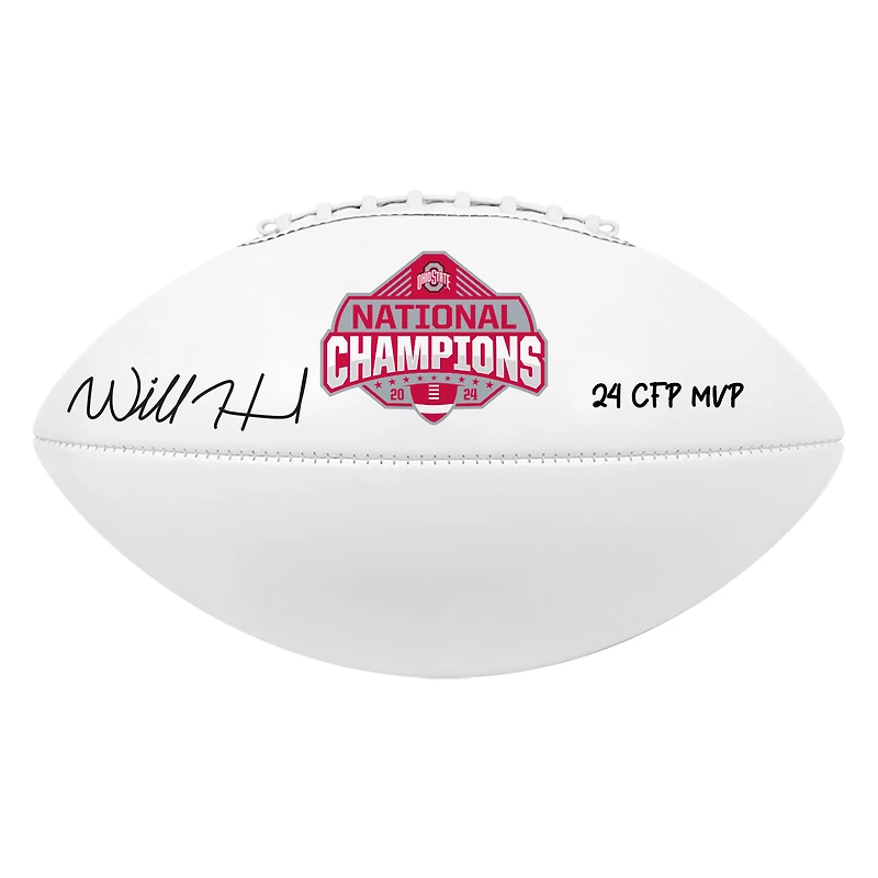 Will Howard Ohio State Buckeyes Autographed 2024 College Football Playoff National Champions White Panel Football with "24 CFP MVP" Inscription