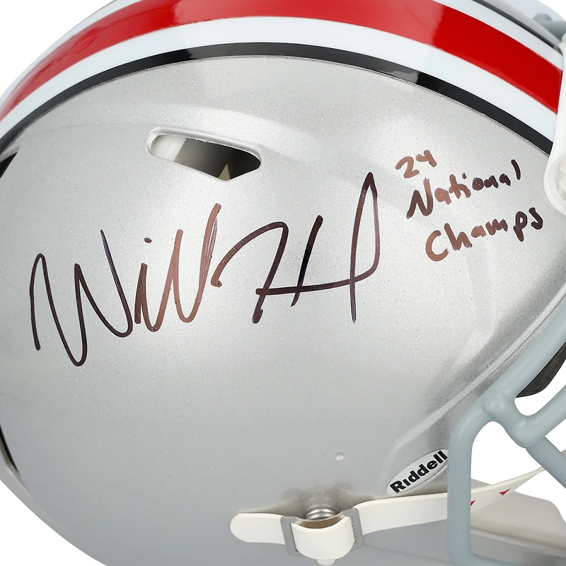Will Howard Ohio State Buckeyes Autographed Riddell Speed Authentic Helmet with "24 National Champs" Inscription